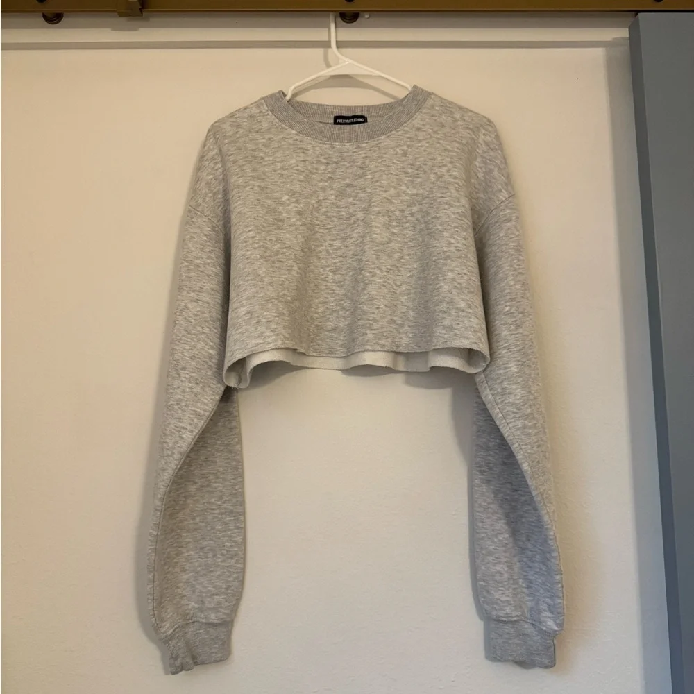 Pretty Little Things Gray Cropped Sweatshirt - Picture 2 of 8